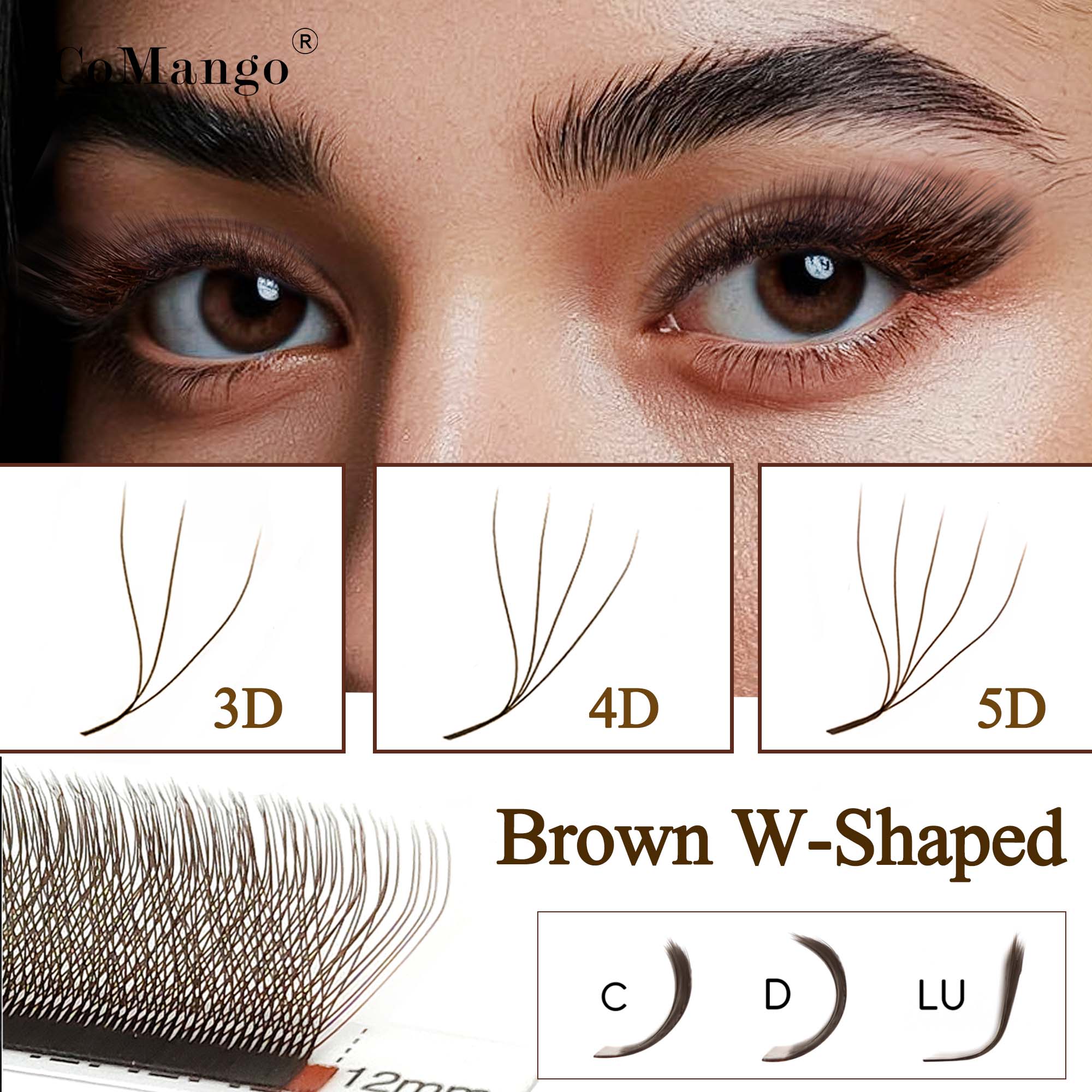 Eyelash Extension Volume Styles - CoMango C/D/LU cokelat, ekstensi bulu mata