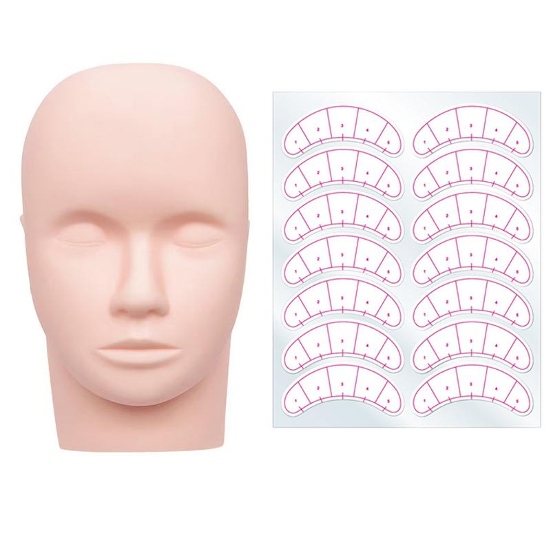 Lash Mapping Sticker - 1 buah Kepala Latihan & 10